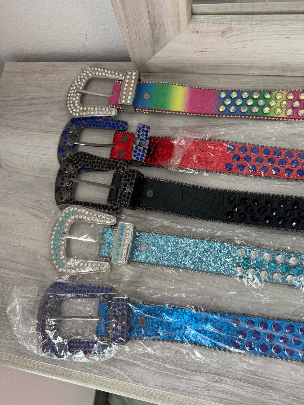 Rhinestone Studded Women's Fashion Belt - Multi & Black Options
